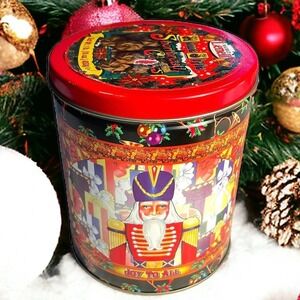 Vintage Holiday Nutcracker Tin 1995 Maurice Lenell Cookie Co. Round